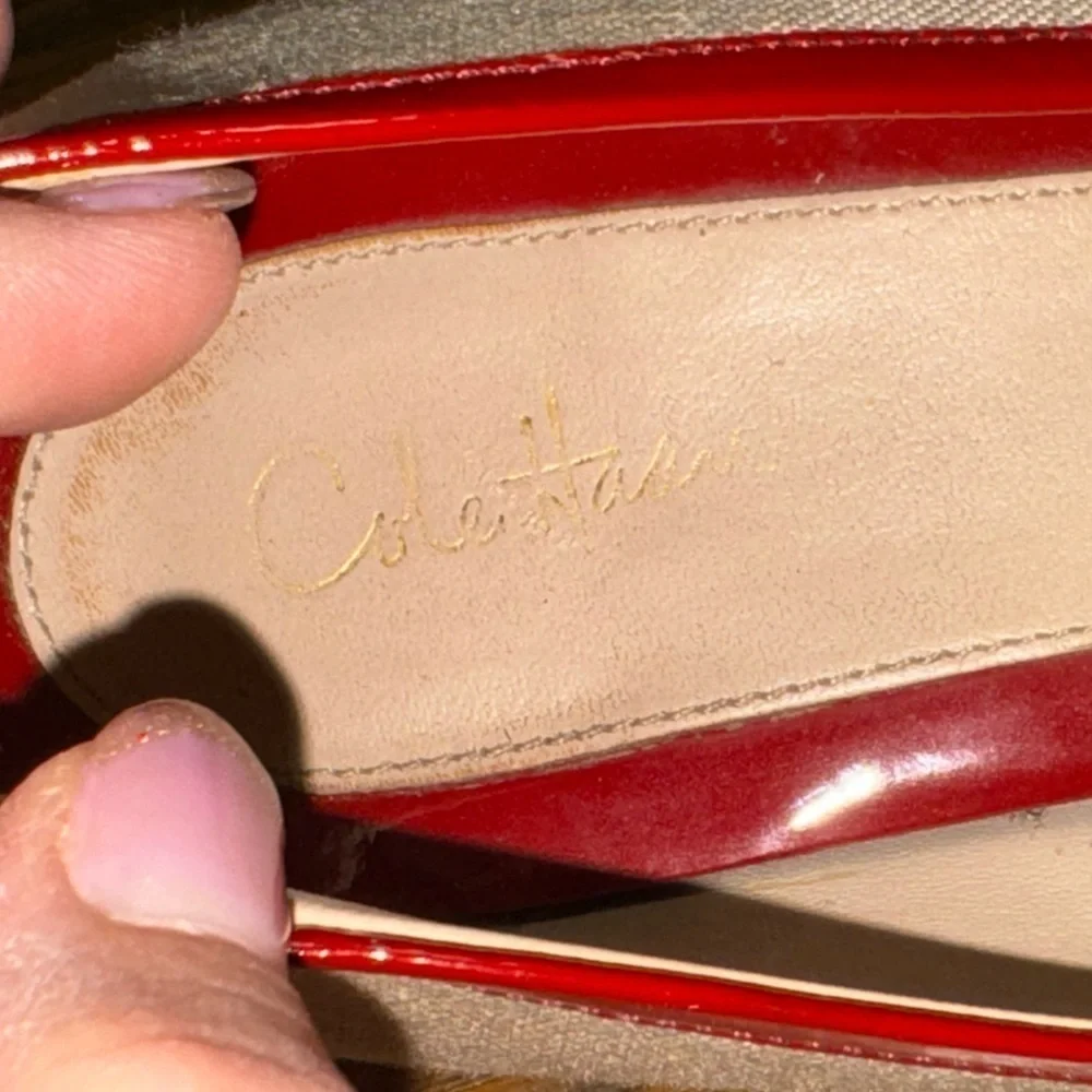 Cole Haan Women's Mary Jane Shoe Red Patent Tan Beige Linen Low Wedge Size 11B - Picture 10 of 10